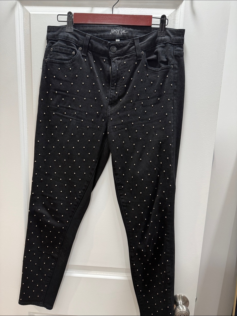 Nasty Gal Black Studded High-Rise Jeans
